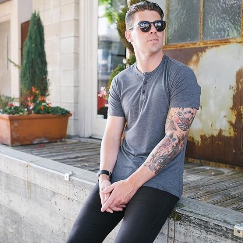 COOFANDY Canotta casual da uomo senza maniche Henley